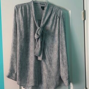 Worthington Women's Black and White Patterned neck Tie Blouse